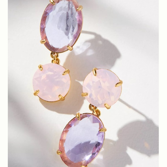 $168 Lele Sadoughi LAVENDER BLOSSOM CRYSTAL DROP EARRINGS - Picture 5 of 10